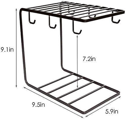 2 Tier Metal Cup Stand with 6 Hooks