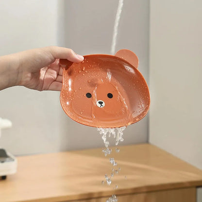8Pcs Cartoon Bear Plates with Stand