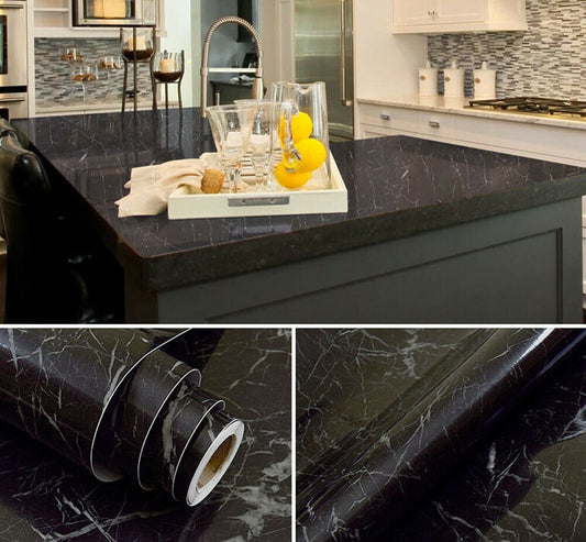 Black Marble Adhesive Sticker
