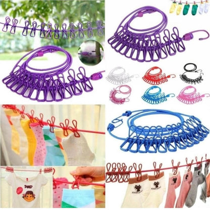 Elastic Clothesline Rope with Clips
