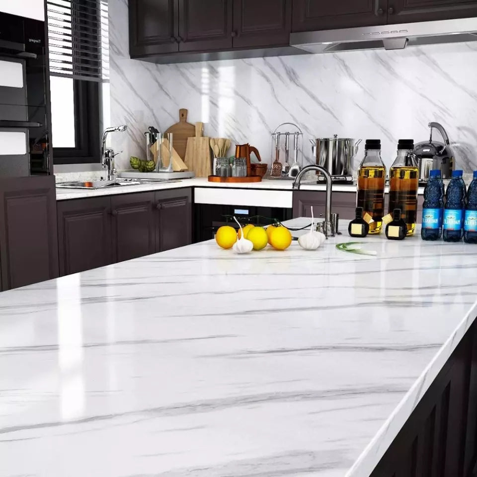 White Marble Adhesive Sticker