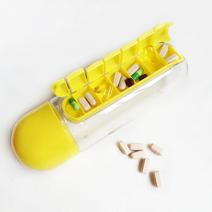 Pill Bottle / Water Bottle with Pill Box