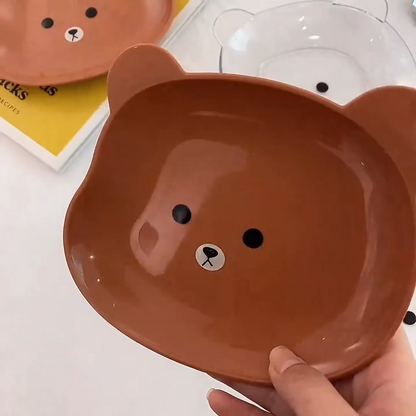 8Pcs Cartoon Bear Plates with Stand