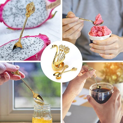 7Pcs Swan Spoon Holder