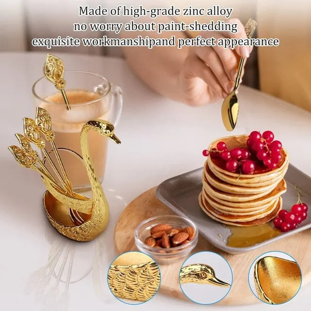 7Pcs Swan Spoon Holder