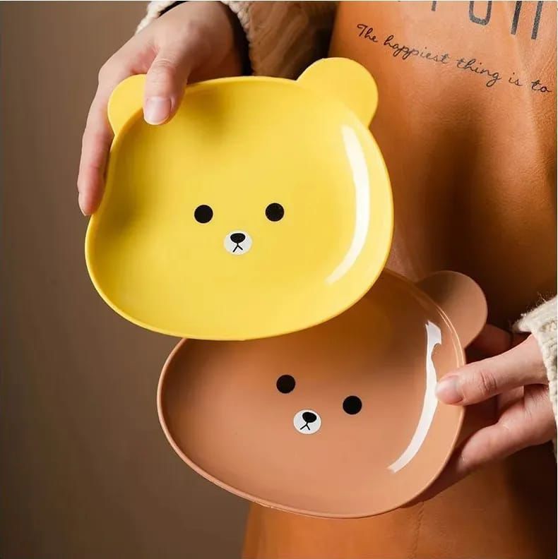 8Pcs Cartoon Bear Plates with Stand