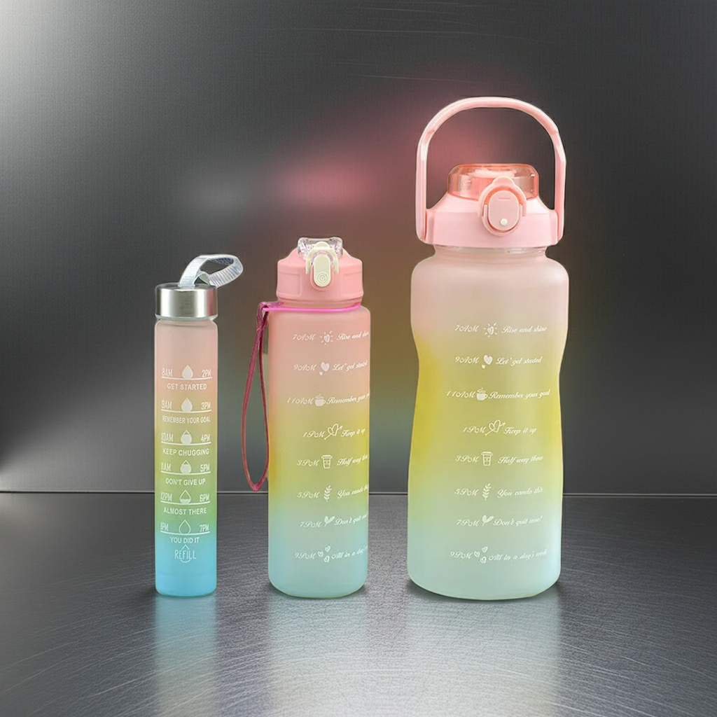 03 Pcs Set Motivational Water Bottle